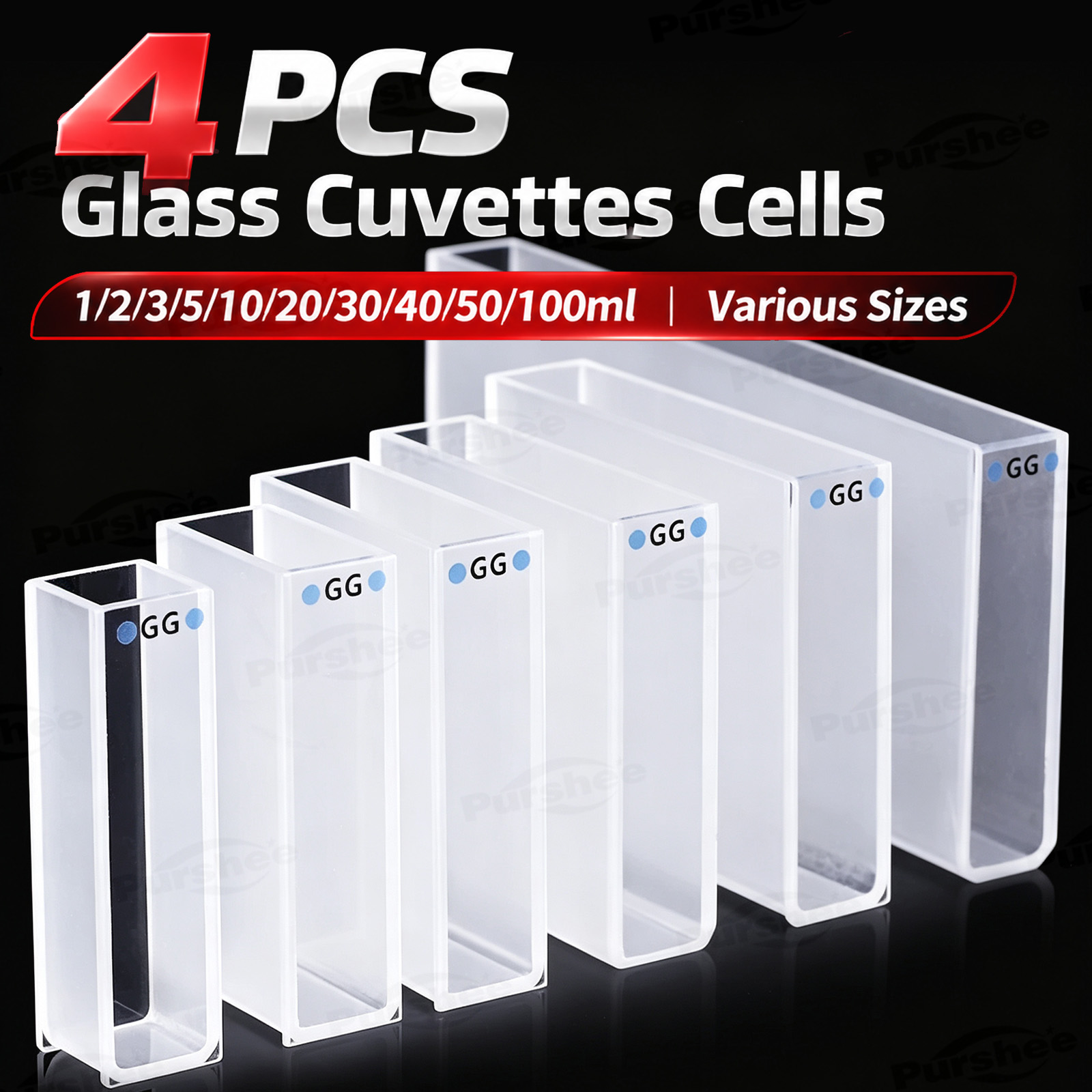 4 PCS Glass Cuvettes Cells 1/2 - Lab Equipment review and price